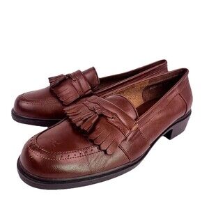 Laura Scott Women’s Marshall Brown Leather Loafers Shoe Size 8.5M Tassels Fringe